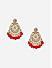 Women Wedding Mehandi Gold Maroon Kundan Pearl Drops Earrings