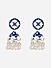 Women Navy Blue & Silver Plated Pearl Meenakari Jhumkas Earrings