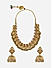 Women Gold  Beaded Temple Choker Necklace & Earrings Set