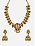 Women Gold Peacock Temple Choker Necklace & Earrings Set