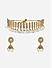 Women White Pearl & Gold Statement Wedding Choker Necklace & Earrings Set