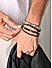 The Bro Code Grey  Casual Party Men's Beaded with fabric knotted Stack Bracelet Set of 4