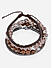 The Bro Code Brown Casual Party Men's Beaded, Cuban link with fabric knotted Stack Bracelet Set of 4