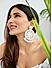 White Seed Beaded Floral Drop Earring