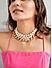 White Pearl Gold Plated Linked Chain Choker Necklace