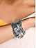 Fida Ethnic Oxidised Silver Flower Embossed Tribal Bracelet for Women