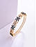 American Diamond Sapphire Gold Plated Floral Bangle-Style Bangle