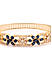 American Diamond Sapphire Gold Plated Floral Bangle-Style Bangle