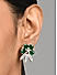 American Diamond Emerald Rose Gold Plated Floral Stud Earring