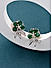 American Diamond Emerald Rose Gold Plated Floral Stud Earring