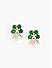 American Diamond Emerald Rose Gold Plated Floral Stud Earring