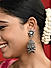 Fida Oxidised Silver Mirror Studded Floral Jhumka Earring For Women