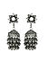 Fida Oxidised Silver Mirror Studded Floral Jhumka Earring For Women