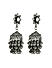 Fida Oxidised Silver Mirror Studded Floral Jhumka Earring For Women