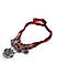 Ghungroo Red Black Silver Plated Oxidised Braided Statement Necklace