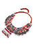 Multicolor Beads Silver Plated Oxidised Statament Necklace