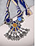 Blue Brown Ghungro Silver Plated Braided Statement Necklace