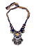 Blue Brown Ghungro Silver Plated Braided Statement Necklace