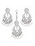 Mirror Kundan Pearls Silver Plated Jewellery Set with Maangtikka