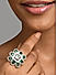 Emerald American Diamond Silver Plated Floral Cocktail Ring