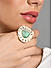 Green Kundan Beads Gold Plated Teardrop Cocktail Ring