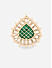 Green Kundan Beads Gold Plated Teardrop Cocktail Ring