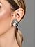 ToniQ Stylish Oxidised Silver Plated Pearl Detail Round Stud Earrings For Women