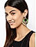 Green Kundan Pearls Gold Plated Enamelled Chandbali Earring