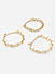 Set Of 3 Gold Plated Linked Chain Bracelet 