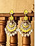 Fida Ethnic Gold Plated Yellow Enamel And Pearl Kundan Floral Drop Earings For Women