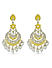 Fida Ethnic Gold Plated Yellow Enamel And Pearl Kundan Floral Drop Earings For Women