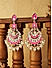 Fida Ethnic Gold Plated Hot Pink Enamel And Pearl Kundan Floral Drop Earings For Women