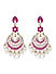 Fida Ethnic Gold Plated Hot Pink Enamel And Pearl Kundan Floral Drop Earings For Women