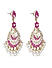 Fida Ethnic Gold Plated Hot Pink Enamel And Pearl Kundan Floral Drop Earings For Women