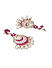 Fida Ethnic Gold Plated Hot Pink Enamel And Pearl Kundan Floral Drop Earings For Women