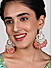 Fida Ethnic Gold Plated Enamel Pink beads & Kundan Studded Chandbali Earrings For Women