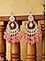 Fida Ethnic Gold Plated Enamel Pink beads & Kundan Studded Chandbali Earrings For Women