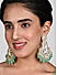 Fida Ethnic Gold Plated Pastal Green beads & Kkundan Studded Chandbali Earrings For Women