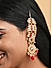 Fida Gold Plated Red Stone studded  Earrings with Ear Chain For Women