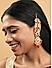 Fida Gold Plated Red Stone studded  Earrings with Ear Chain For Women