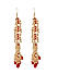 Fida Gold Plated Red Stone studded  Earrings with Ear Chain For Women