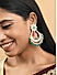 Fida Gold Plated Red & Green Stone Studded Chandbali Earrings For Women