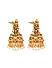 Fida Ethnic Traditional gold Plated Red & Green stone Studded Pearl Lakshmi Jhumka for Women