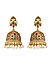 Fida Ethnic Traditional Gold Plated Red & Green stone Studded Pearl Peacock Jhumka for Women