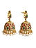 Fida Ethnic Traditional Gold Plated Red & Green stone Studded Pearl Peacock Jhumka for Women