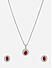 FIDA Red AD Stone Silver Pendant Chain with Earrings For Women