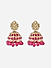 Fida Gold Plated Lakshmi Embossed FuschiaTemple Jhumka Earring  For Women