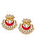 Kundan Red Enamelled Gold Plated Floral Chandbali Earring