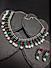 Ruby Emerald Pearls Silver Plated Jewellery Set 