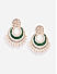 Fida Ethnic Traditional Wedding Gold & Dark Green Kundan Pearl Drop Chandbali Earrings For Women